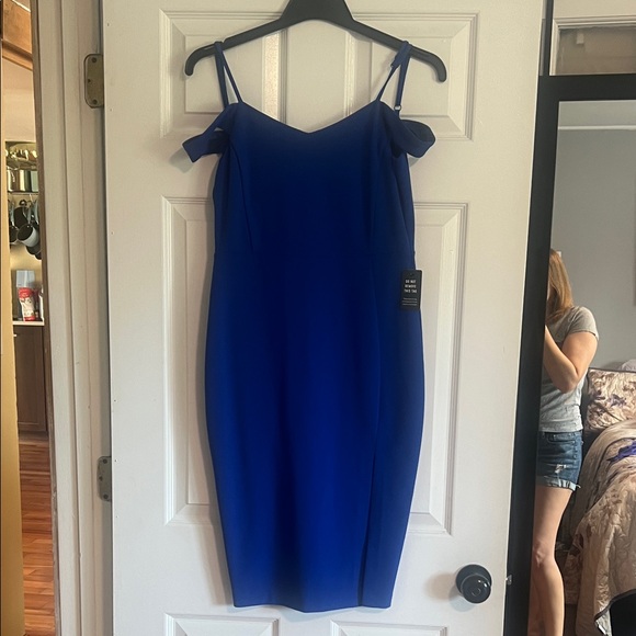 Express Royal Blue Off Shoulder Dress - Picture 1 of 6